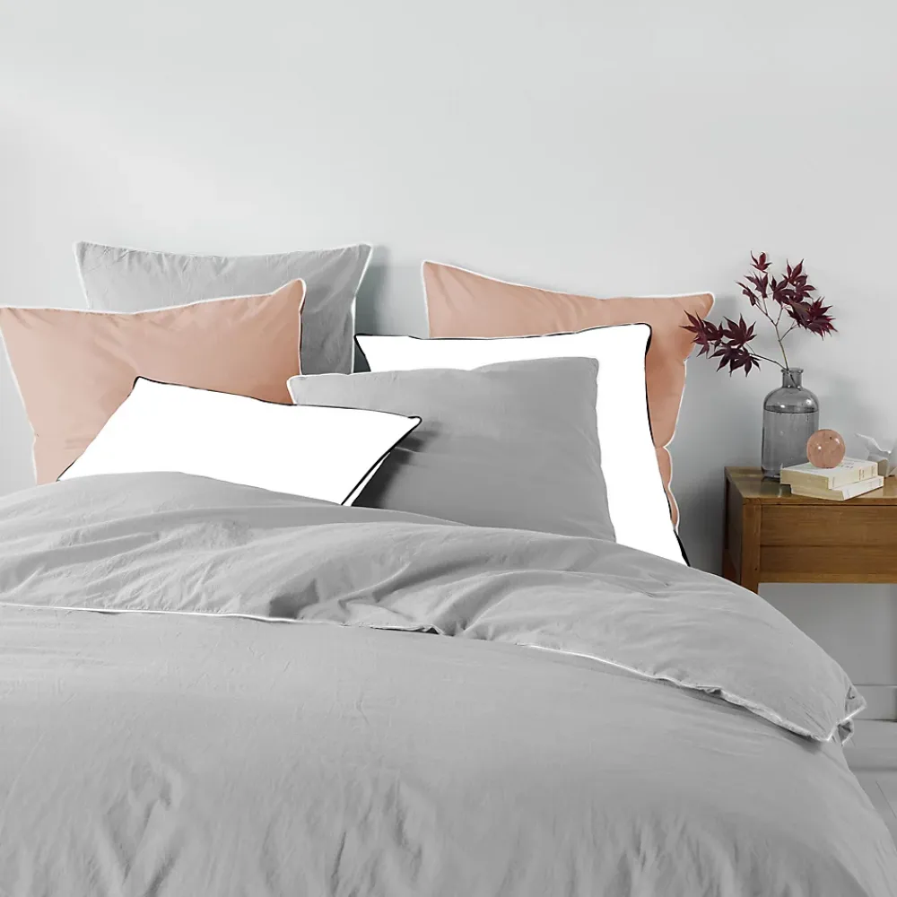 Douceur D'Intérieur Housse de couette 260 x 240 cm coton lavé 57 fils Linette Gris* Parure De Lit