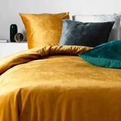 Douceur D'Intérieur Housse de Couette 240 x 220 cm Velours Uni Velina Anthracite + 2 Taies* Parure De Lit