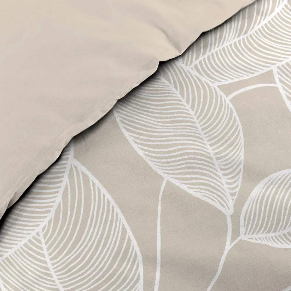 Douceur D'Intérieur Housse de couette 240 x 220 cm coton 57 fils imprimé feuillage AMANDA Naturel + 2 taies* Parure De Lit