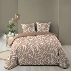 Douceur D'Intérieur Housse de couette 240 x 220 cm imprimée 57 fils MORGANE Mocha 2 taies incluses* Parure De Lit