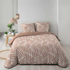 Douceur D'Intérieur Housse de couette 240 x 220 cm imprimée 57 fils MORGANE Mocha 2 taies incluses* Parure De Lit