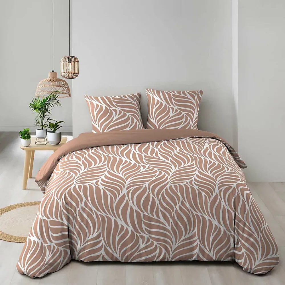 Douceur D'Intérieur Housse de couette 240 x 220 cm imprimée 57 fils MORGANE Mocha 2 taies incluses* Parure De Lit
