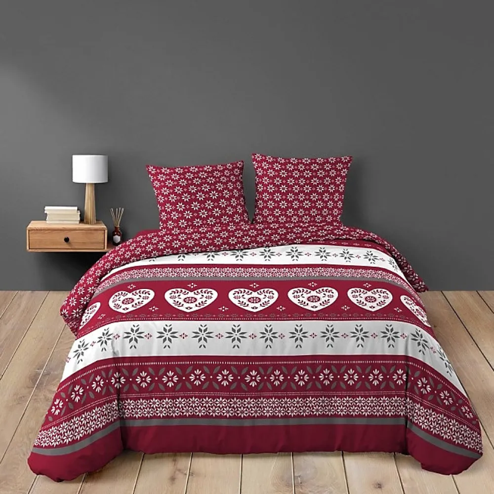Housse de couette 260 x 240 cm coton 42 fils + 2 taies Alpage>Douceur D'Intérieur Discount