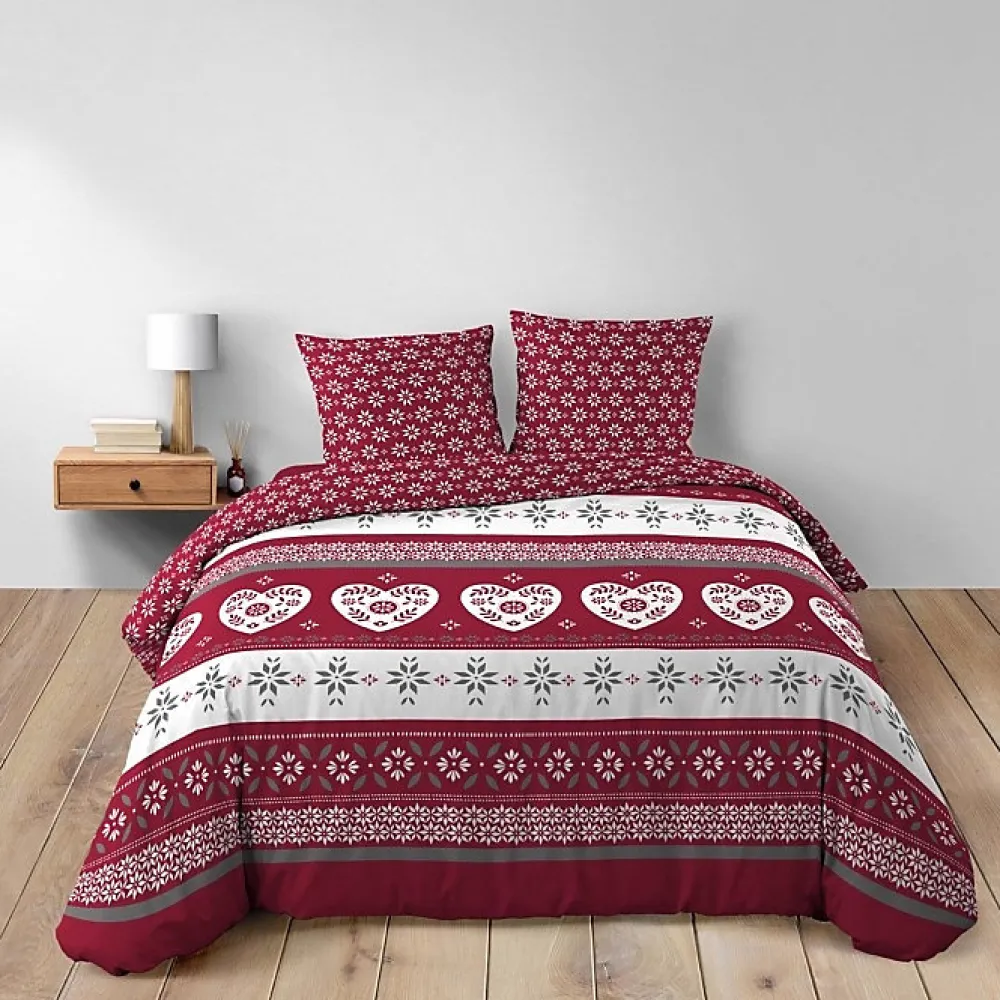 Housse de couette 260 x 240 cm coton 42 fils + 2 taies Alpage>Douceur D'Intérieur Discount