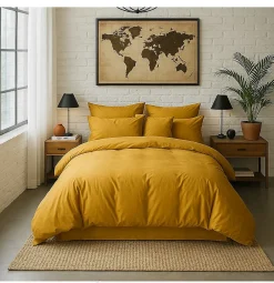 Housse de couette 220 x 240 cm jaune moutarde>Eden Outlet