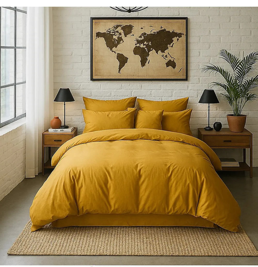 Housse de couette 220 x 240 cm jaune moutarde>Eden Outlet