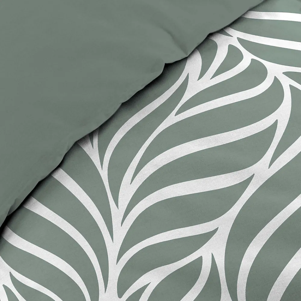 Housse de couette 240 x 220 cm imprimée 57 fils MORGANE Sauge 2 taies incluses>Douceur D'Intérieur Hot