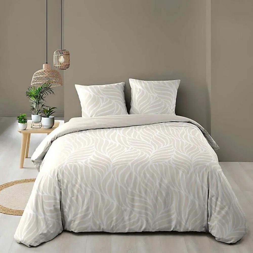 Douceur D'Intérieur Housse de couette 240 x 220 cm imprimée 57 fils MORGANE Naturel 2 taies incluses* Parure De Lit