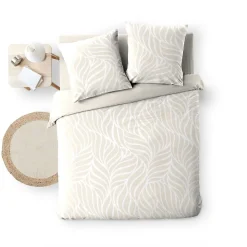 Douceur D'Intérieur Housse de couette 240 x 220 cm imprimée 57 fils MORGANE Naturel 2 taies incluses* Parure De Lit