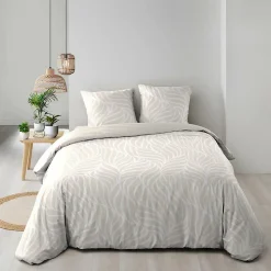Douceur D'Intérieur Housse de couette 240 x 220 cm imprimée 57 fils MORGANE Naturel 2 taies incluses* Parure De Lit