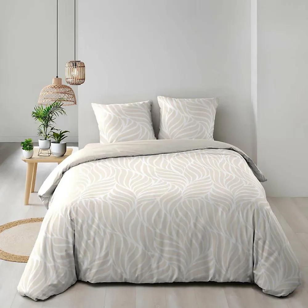 Douceur D'Intérieur Housse de couette 240 x 220 cm imprimée 57 fils MORGANE Naturel 2 taies incluses* Parure De Lit
