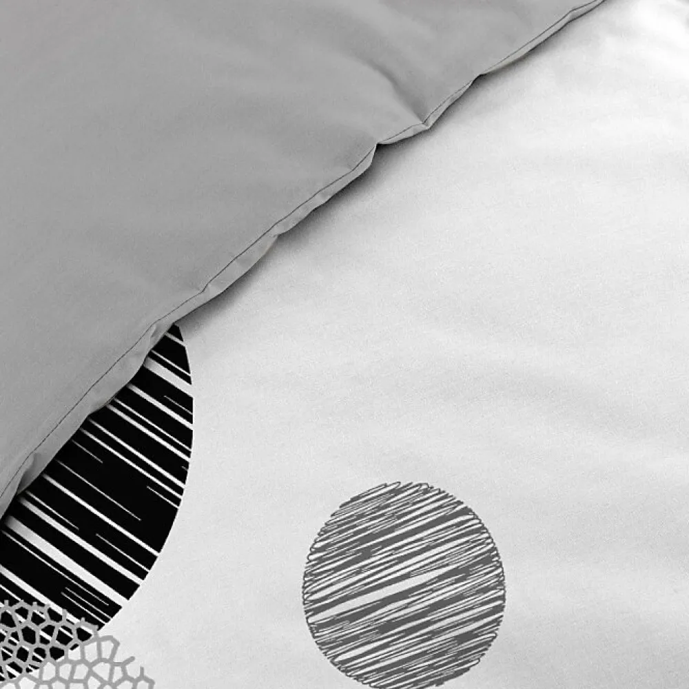 Douceur D'Intérieur Housse de Couette 240 x 220 cm + 2 Taies 100 % Coton 57 Fils Stormi Noir & Blanc* Parure De Lit