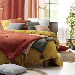 Douceur D'Intérieur Housse de couette 240 x 220 cm + 2 taies Gaze de coton uni Angelia Caramel* Housse De Couette