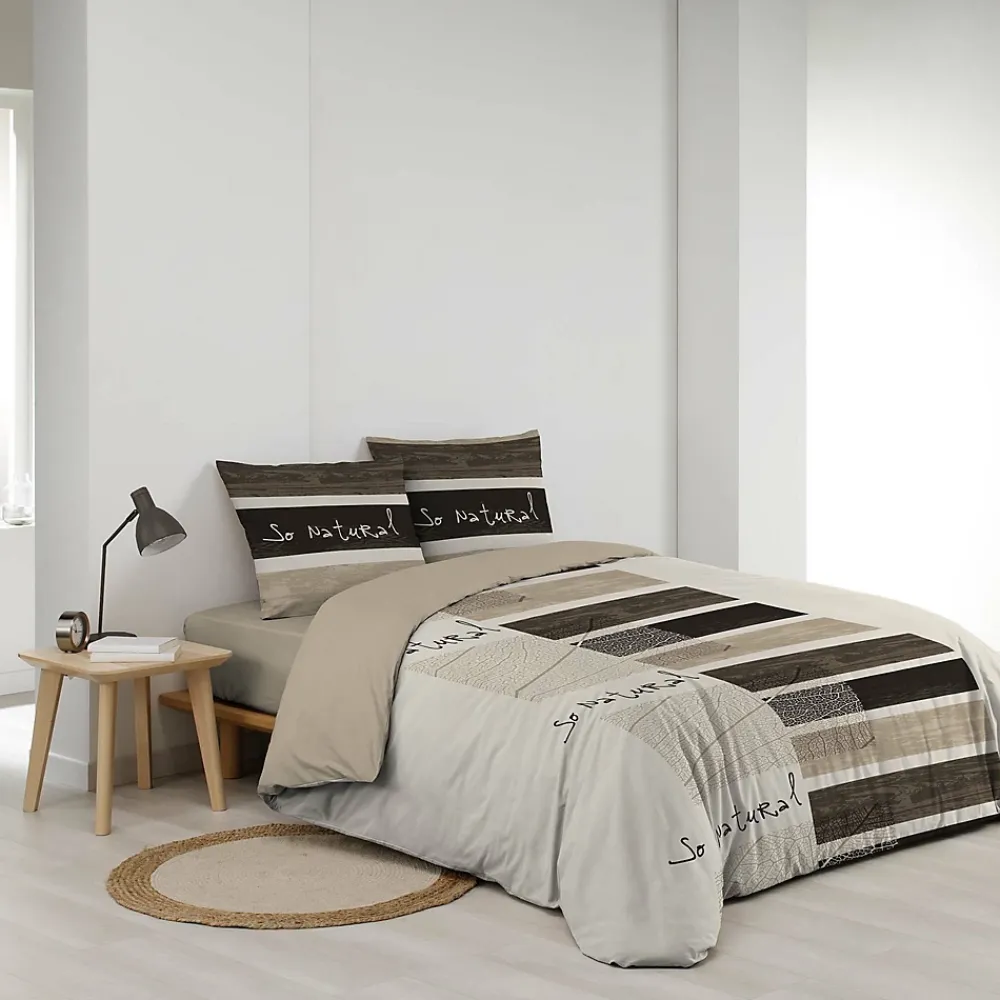 Douceur D'Intérieur Housse de couette 260 x 240 cm + 2 taies Coton 42 fils Motif So Natural* Parure De Lit