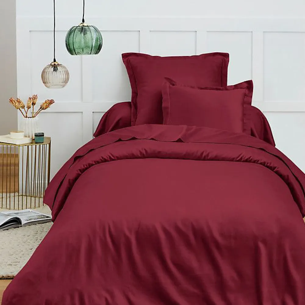 Housse de couette 140 x 200 cm "Prémium" pour lit 1 place - Prémium Grenat>Coton Pur Clearance