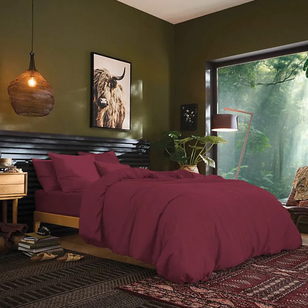 Housse de couette 140 x 200 cm "Prémium" pour lit 1 place - Prémium Grenat>Coton Pur Clearance