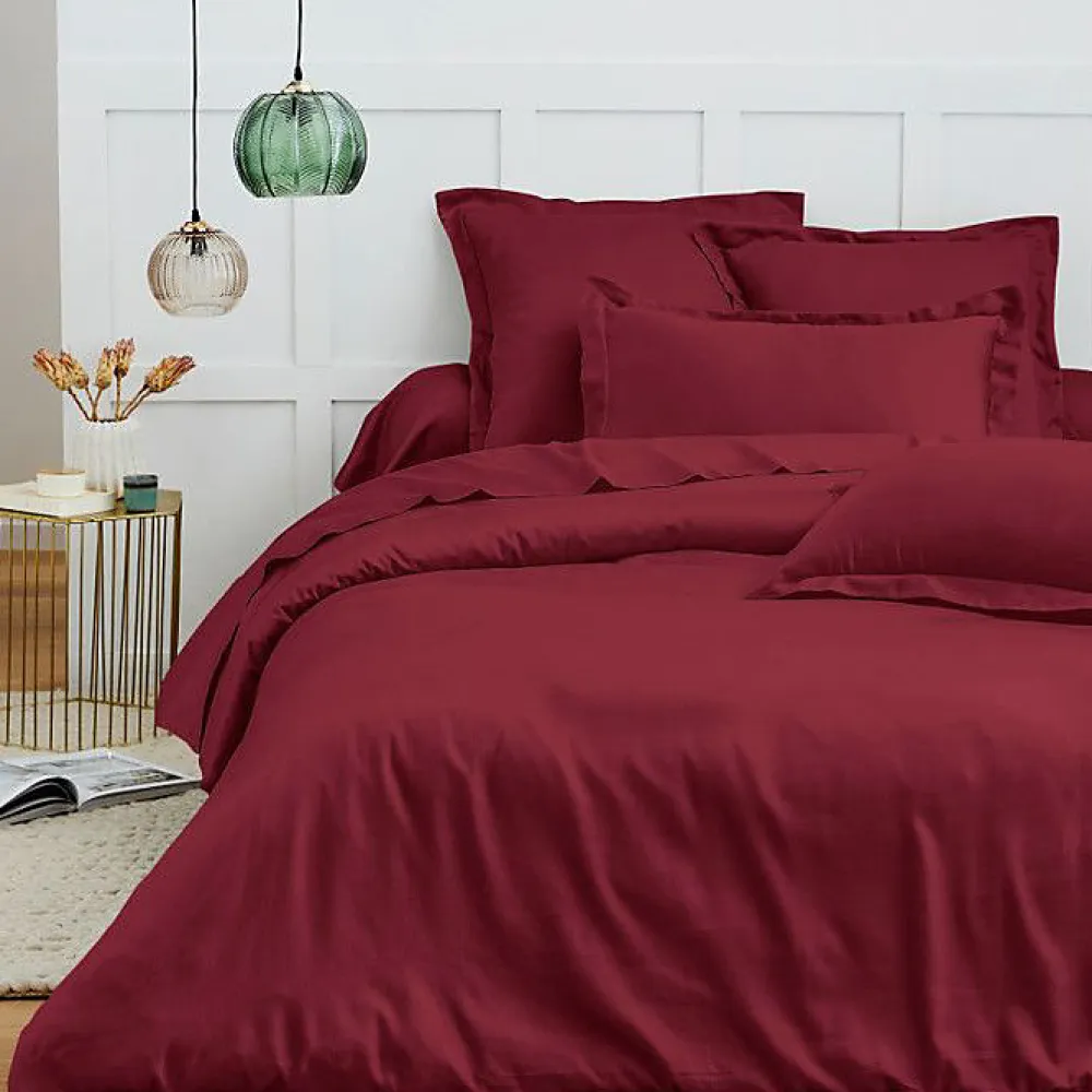 Coton Pur Housse de couette 260 x 240 cm "Prémium" pour lit 2 places King Size - Prémium Grenat* Housse De Couette