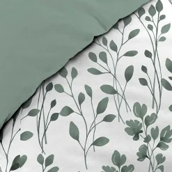 Douceur D'Intérieur Housse de couette 240 x 220 coton naturel 57 fils MAIWEN Sauge + 2 taies* Parure De Lit