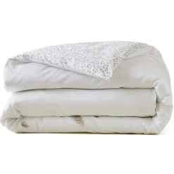 Housse de couette brodée 200x200 cm en satin de coton NINA blanc>Linnea Discount