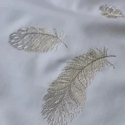 Housse de couette brodée 200x200 cm en satin de coton NINA blanc><noscript><img width=