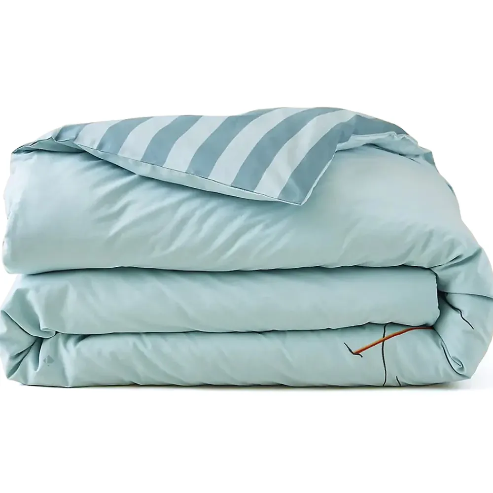 Linnea Housse de couette brodée 240x220 cm en percale de coton PASSE MONTAGNE bleu givré* Housse De Couette