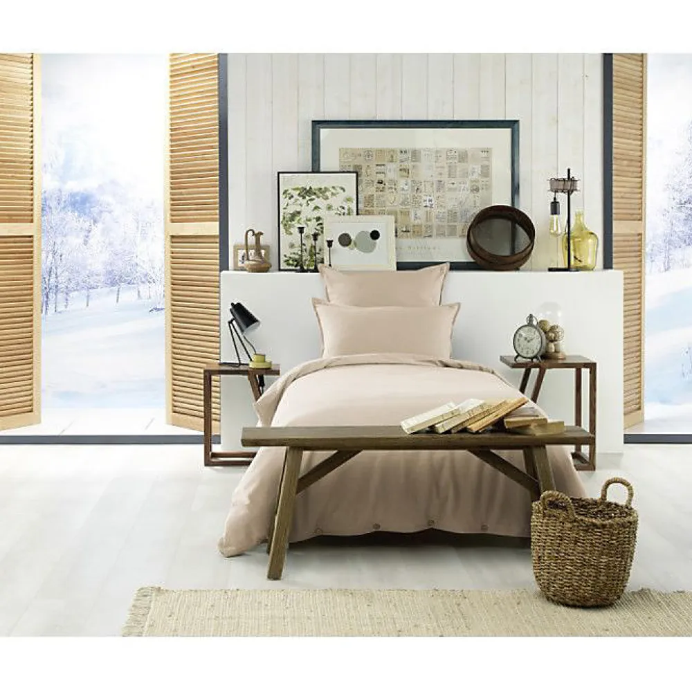 L'Effet Papillon Housse de couette "Candice" toutes dimensions Flanelle de Coton - Candice Sable - Housse de couette 140 x 200 cm* Housse De Couette