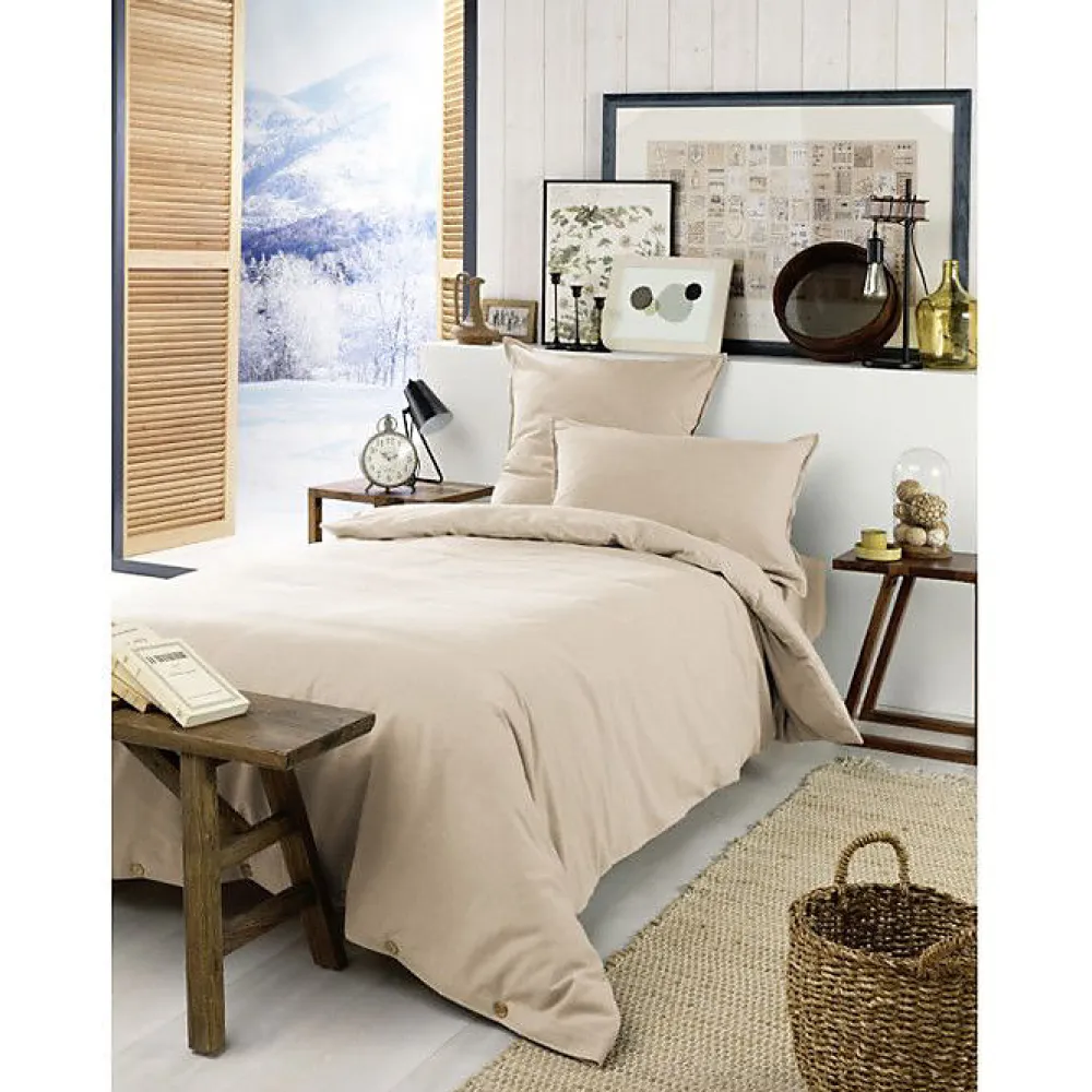 L'Effet Papillon Housse de couette "Candice" toutes dimensions Flanelle de Coton - Candice Sable - Housse de couette 140 x 200 cm* Housse De Couette