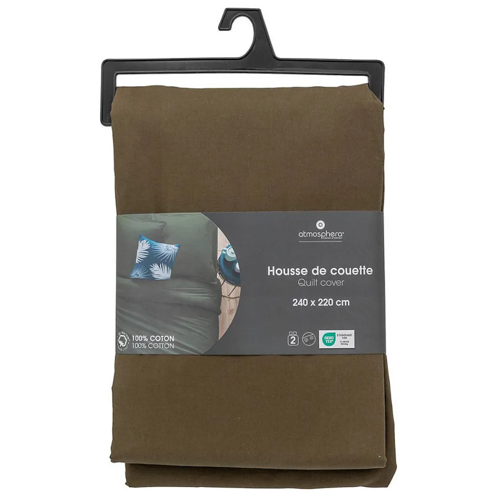 Housse de couette Carina coton 240x220cm vert kaki - Atmosphera>Atmosphera Créateur D'Intérieur Sale