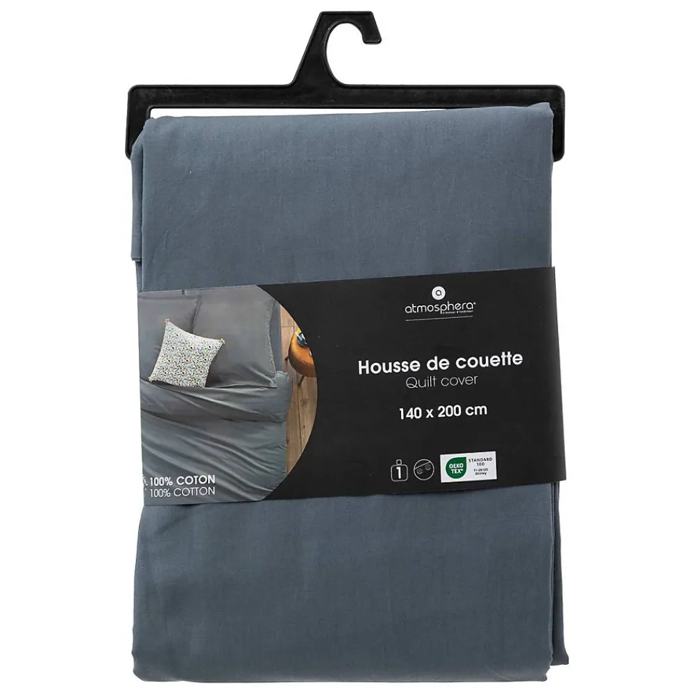 Atmosphera Créateur D'Intérieur Housse de couette Carina en coton 200x140cm bleu orage - Atmosphera* Housse De Couette
