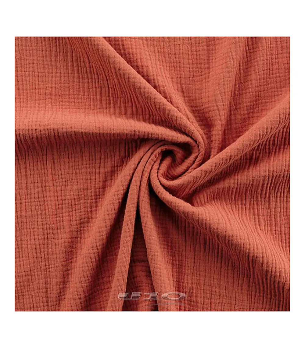 Douceur D'Intérieur Housse de couette double gaze coton uni Terracotta - 220x240cm - Terre cuite* Parure De Lit