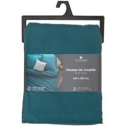 Housse de couette en coton - bleu canard 240x220 cm - Atmosphera><noscript><img width=