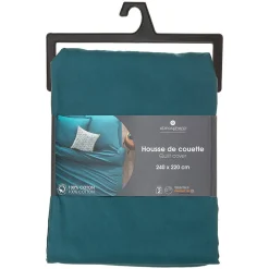 Housse de couette en coton - bleu canard 240x220 cm - Atmosphera><noscript><img width=