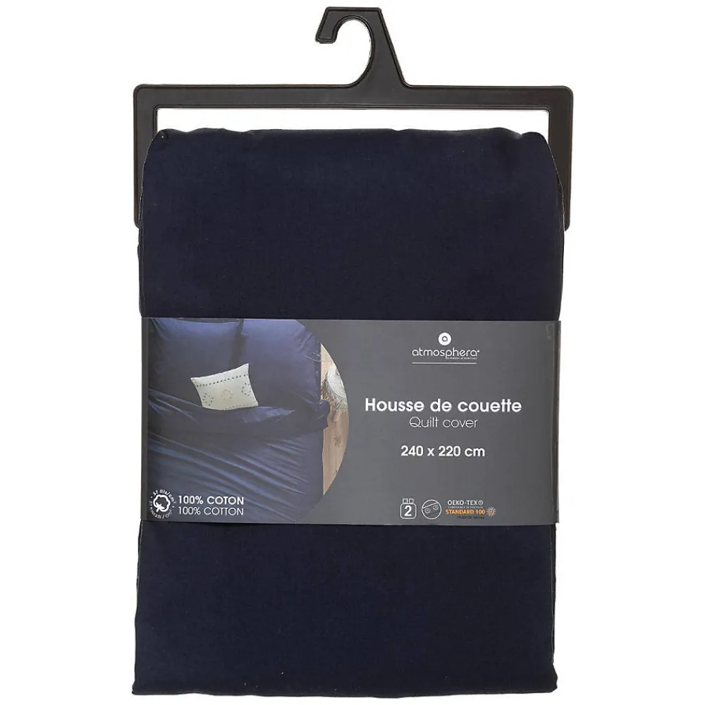 Housse de couette en coton - bleu encre 240x220 cm - Atmosphera>Atmosphera Créateur D'Intérieur Outlet