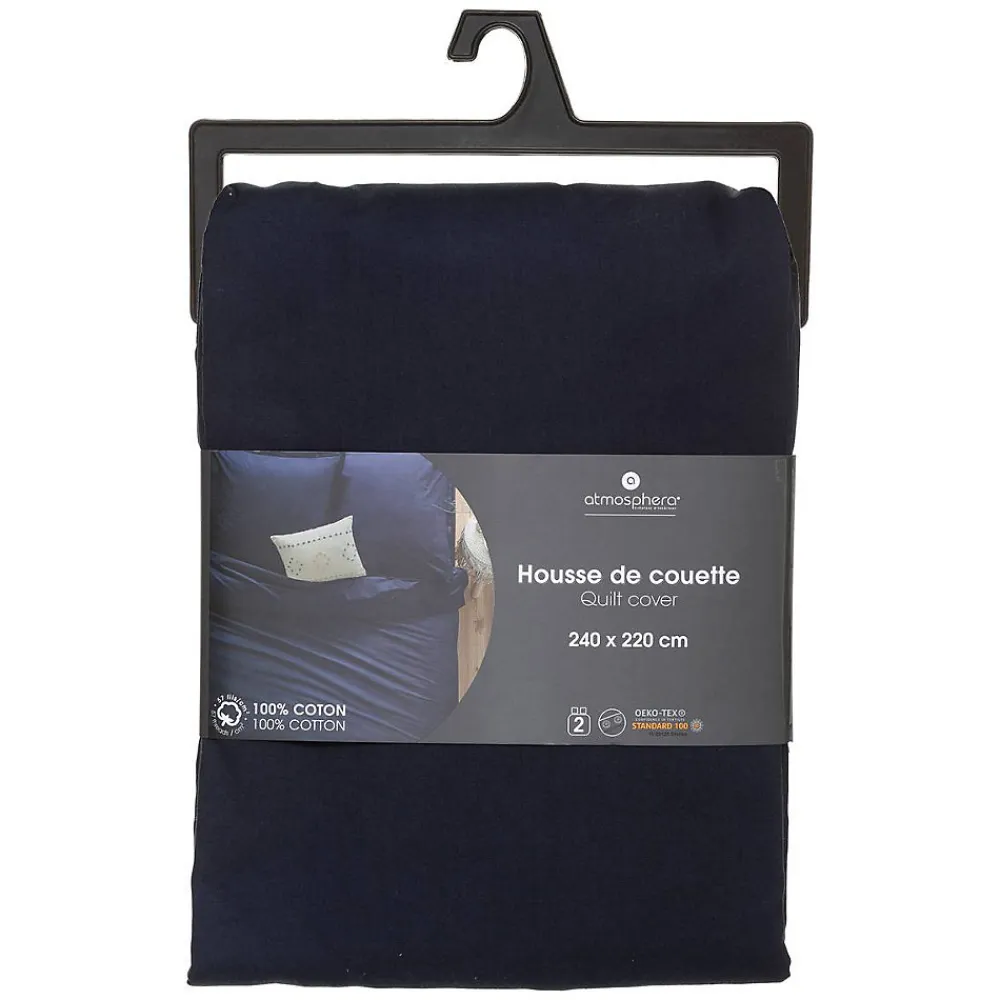 Housse de couette en coton - bleu encre 240x220 cm - Atmosphera>Atmosphera Créateur D'Intérieur Outlet