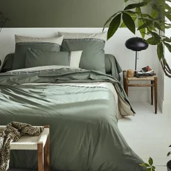 Housse de couette en percale de coton au galon géométrique (280x240 cm - Vert Olive)>Tradilinge Clearance