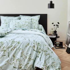 Tradilinge Housse de couette en percale de coton au style anglais (140x200 cm - Céladon)* Housse De Couette