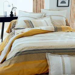 Tradilinge Housse de couette en percale de coton au style ethnique chic (200x200 cm - Jaune)* Housse De Couette