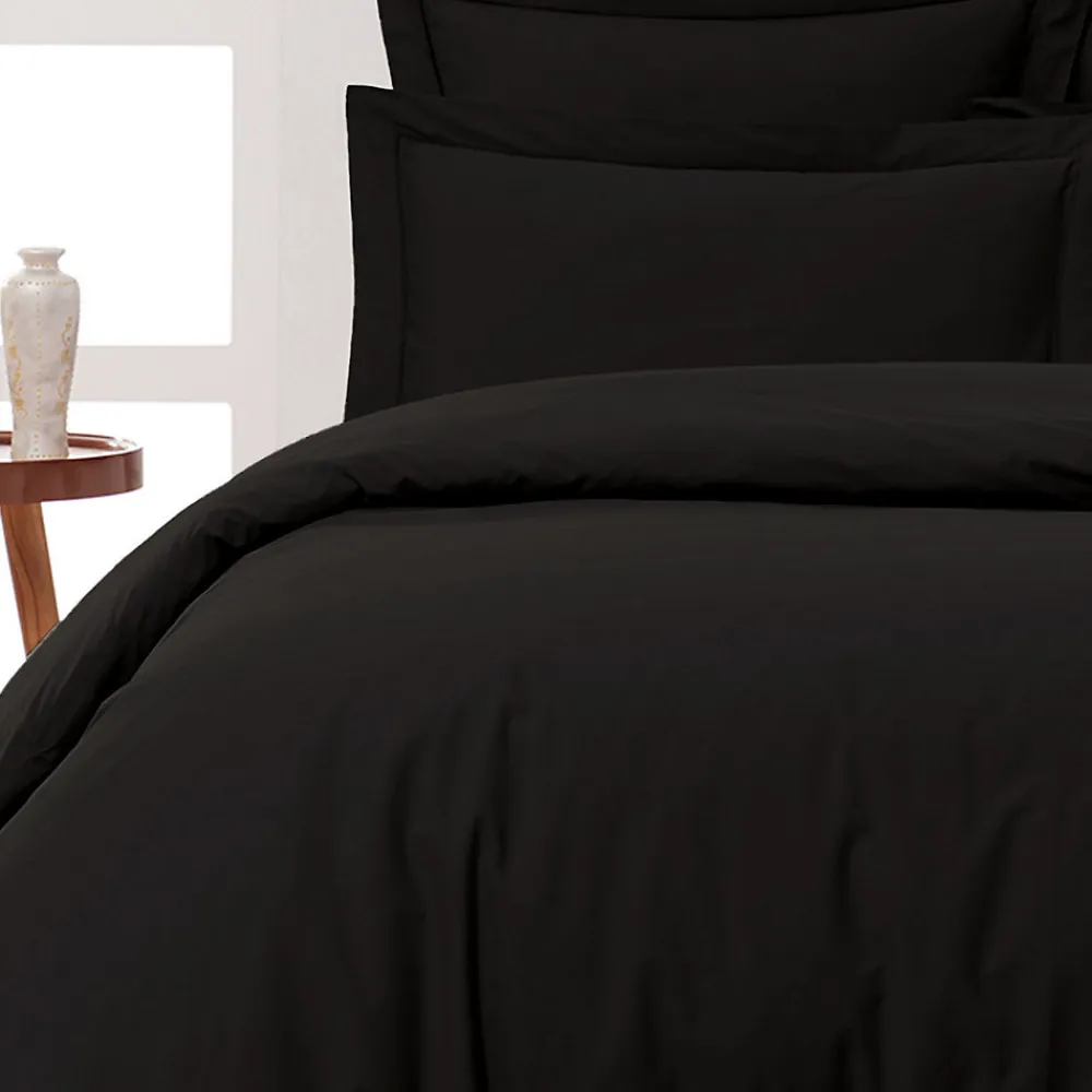 Housse de couette en percale coton Noir 240x220 cm SOFT PERCALE>Sensei Maison Clearance