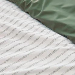 Housse de couette en percale de coton à rayures (140x200 cm - Vert Olive)><noscript><img width=