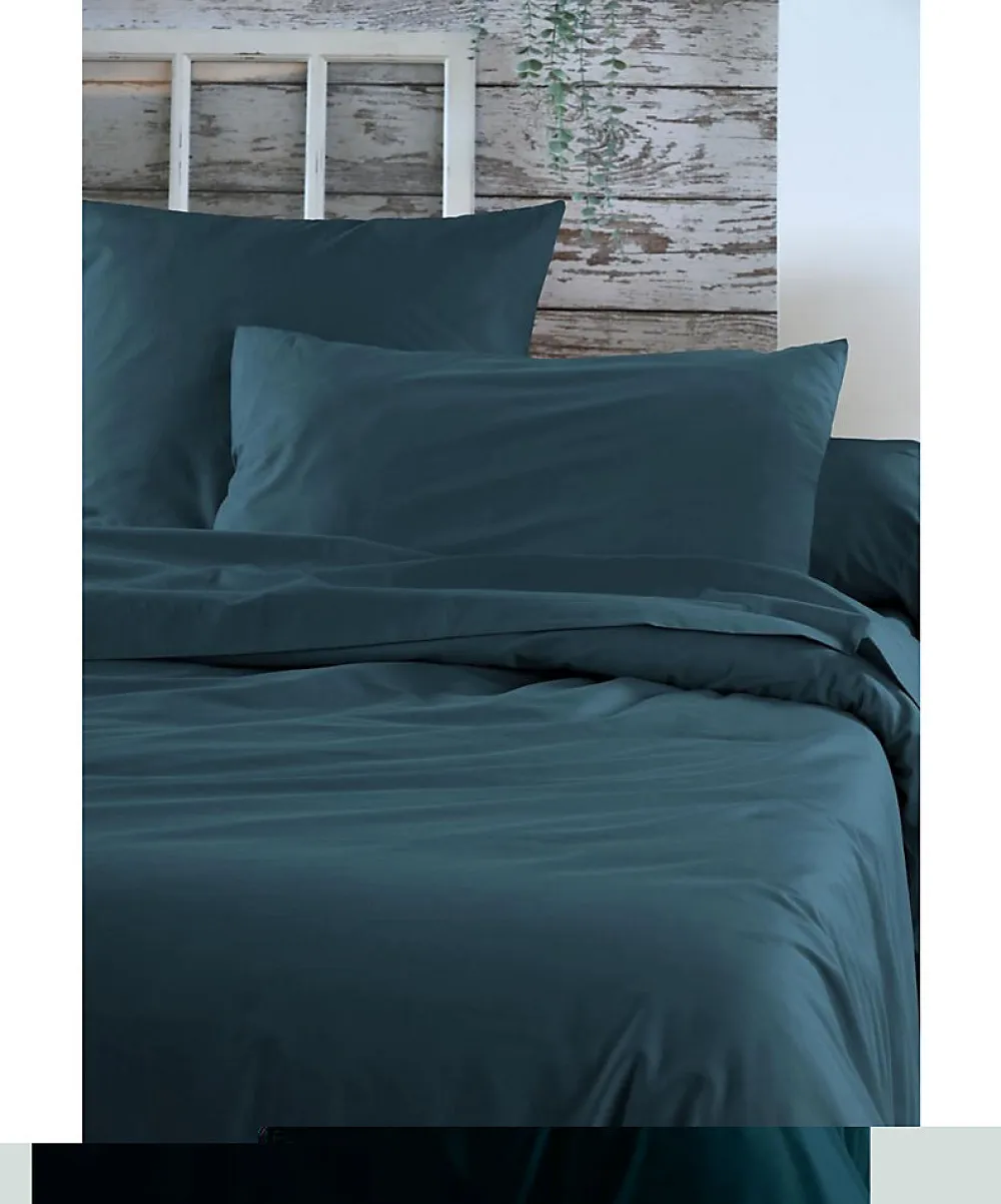 Housse de couette en percale de coton uni Elysée>Eden Discount