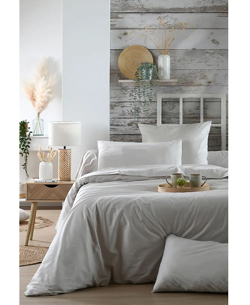 Housse de couette en percale de coton uni Elysée>Eden Sale