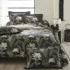 Tradilinge Housse de couette en satin aux feuilles tropicales (200x200 cm - Gris anthracite)* Housse De Couette