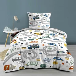 Douceur D'Intérieur Housse de couette enfant 140 x 200 cm + 1 taie Coton 42 fils PTI BOLIDE* Housse De Couette