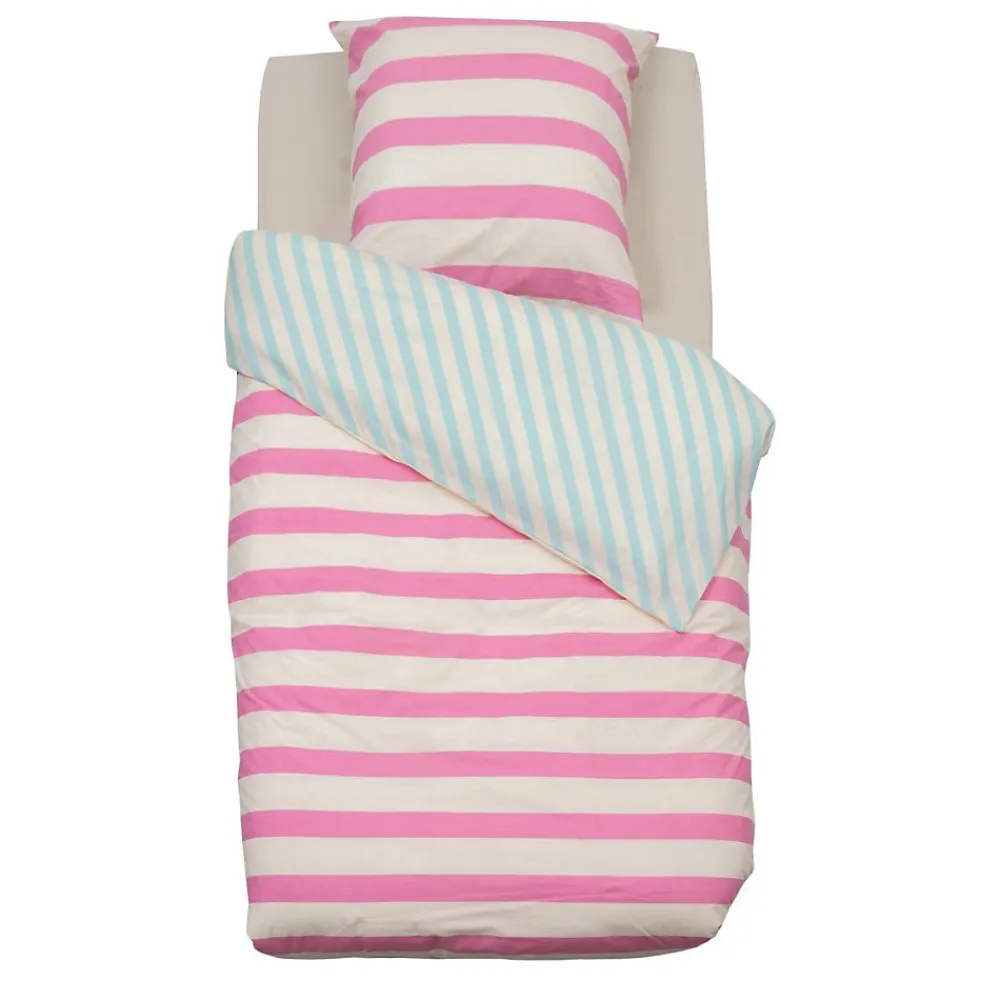 Housse de couette enfant 140x200 Rayures + taie coton 57 fils>Atmosphera Créateur D'Intérieur Outlet