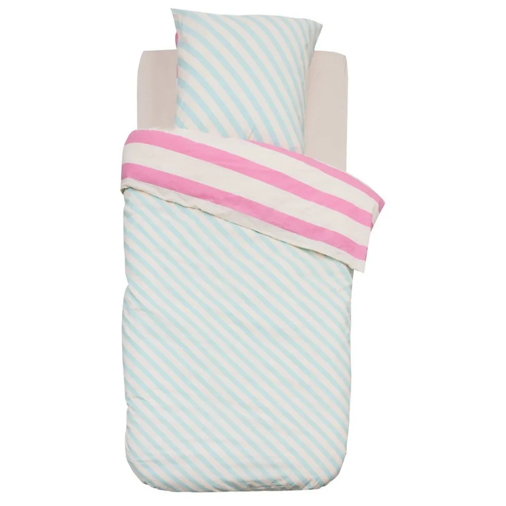 Housse de couette enfant 140x200 Rayures + taie coton 57 fils>Atmosphera Créateur D'Intérieur Outlet