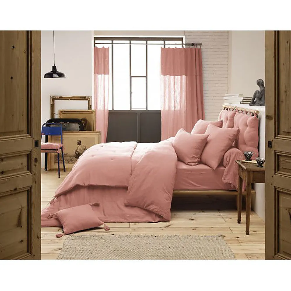 Housse de couette "Gaïa" toutes dimensions "Gaze de Coton" - Gaïa Rose Pêche - Housse de couette 260 x 240 cm>L'Effet Papillon Discount