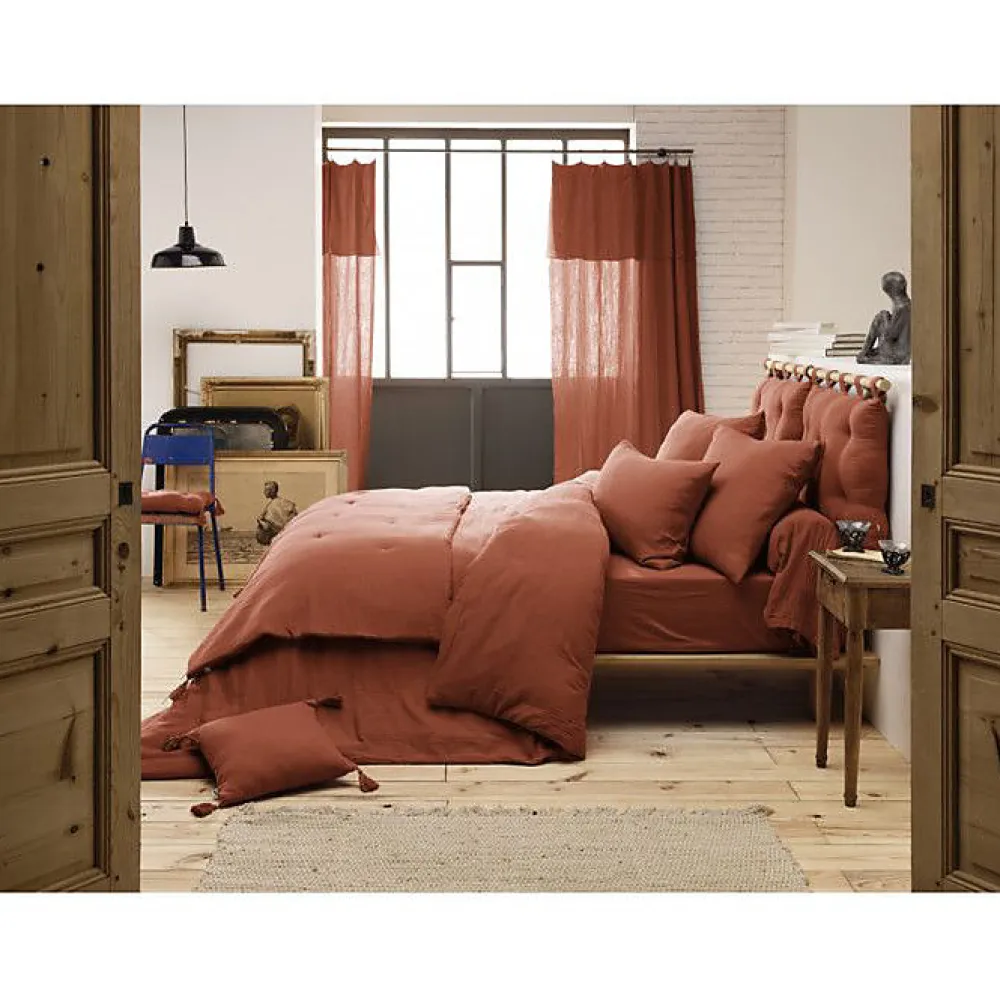Housse de couette "Gaïa" toutes dimensions "Gaze de Coton" - Gaïa Terracotta - Housse de couette 260 x 240 cm>L'Effet Papillon New