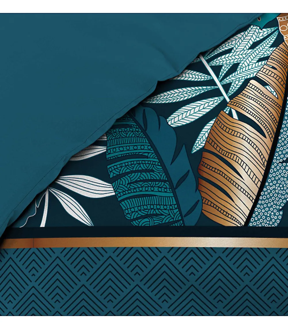 Douceur D'Intérieur Housse de couette imprimé allover 42 fils "Alianor" - 240x260cm - Bleu canard* Parure De Lit