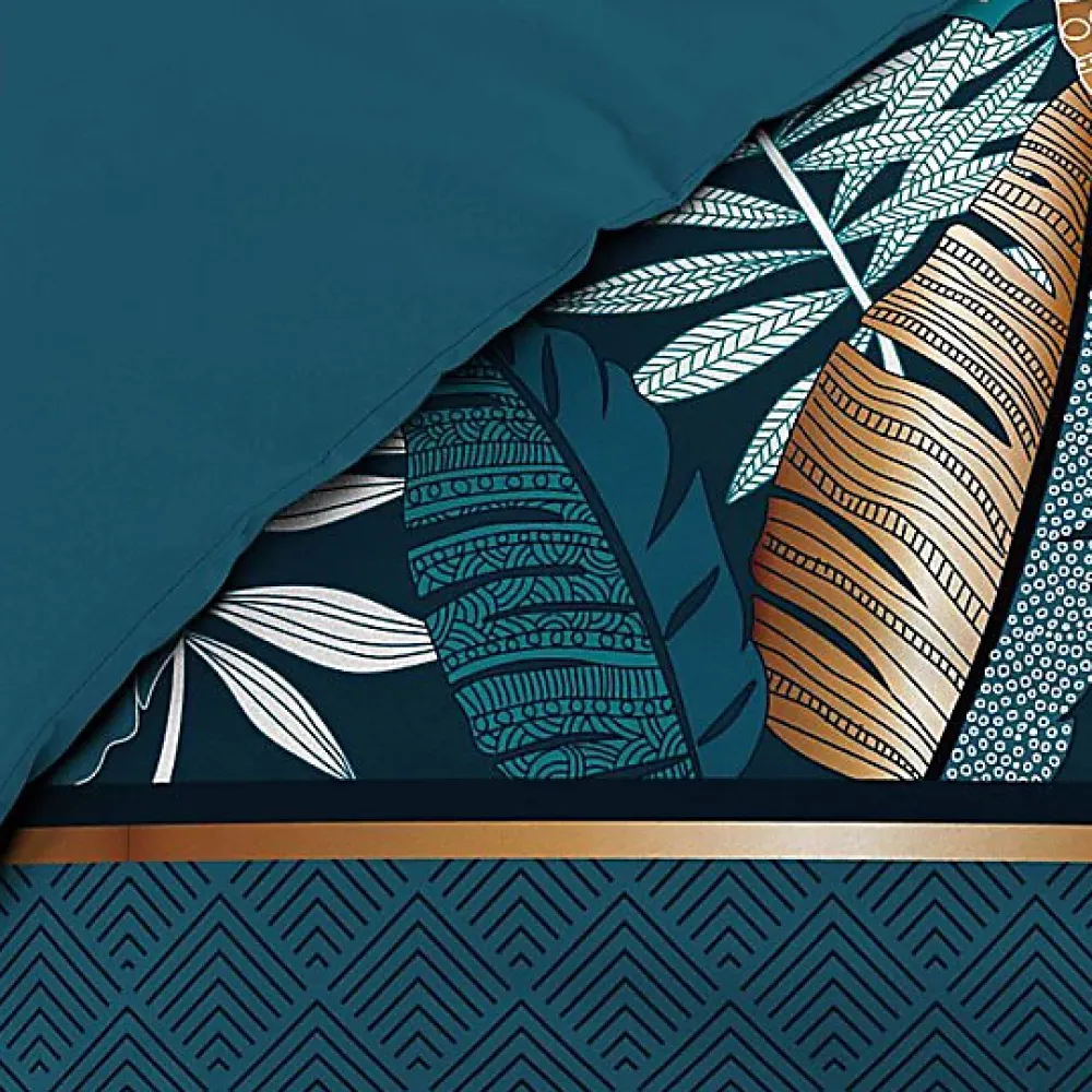 Douceur D'Intérieur Housse de couette imprimé allover 42 fils "Alianor" - 220x240cm - Bleu canard* Parure De Lit