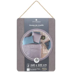 Housse de couette Linah - gris - lin lavé 240x220 cm - Atmosphera><noscript><img width=